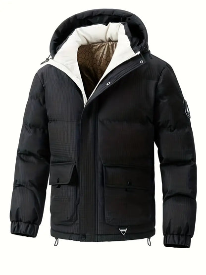 Yellow & Blue Winter Puffer Jacket – Waterproof Windproof Thermal Hooded Outdoor Coat