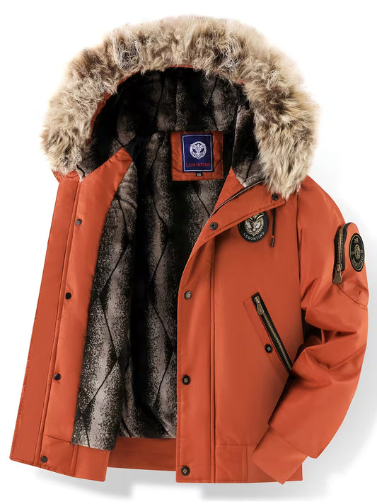 Milano Italia Corduroy Panel Puffer Jacket – Thick Winter Warm Coat with Hood