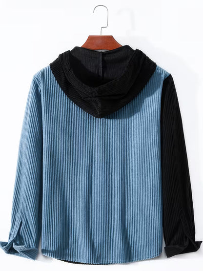 Milano Italia Corduroy Panel Puffer Jacket – Thick Winter Warm Coat with Hood