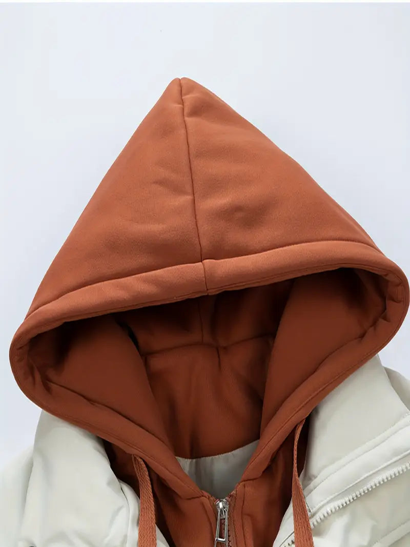 Hooded Winter Puffer Jacket – Thick Warm Insulated Coat with Layered Hoodie Design