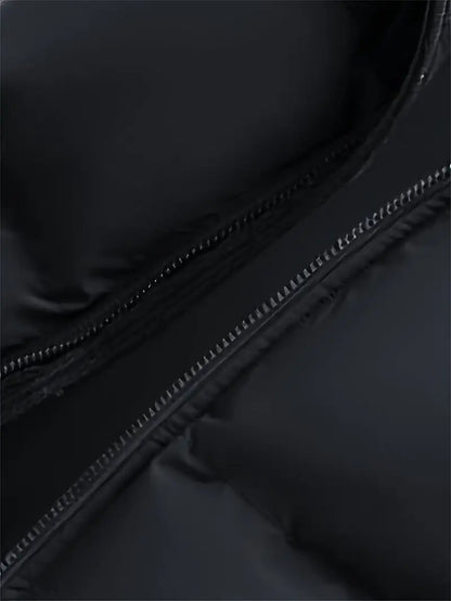 Beige & Brown Corduroy Panel Puffer Jacket – Thick Warm Winter Coat with Hood