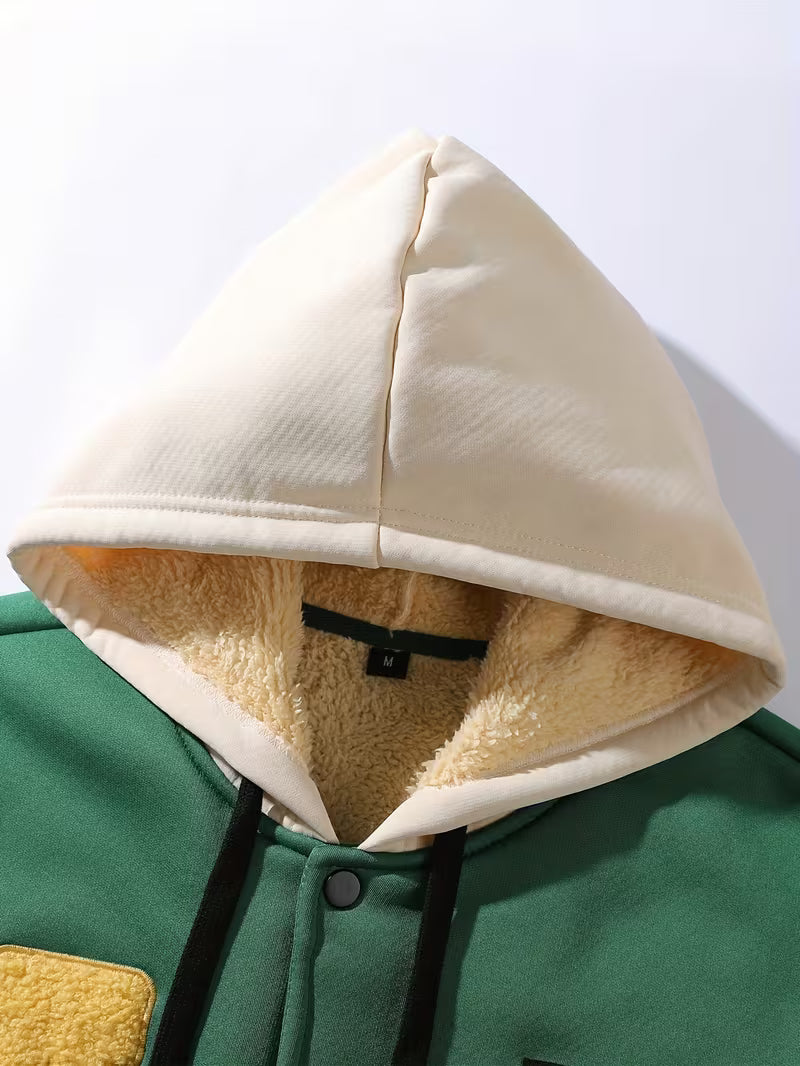 Milano Italia Corduroy Panel Puffer Jacket – Thick Winter Warm Coat with Hood