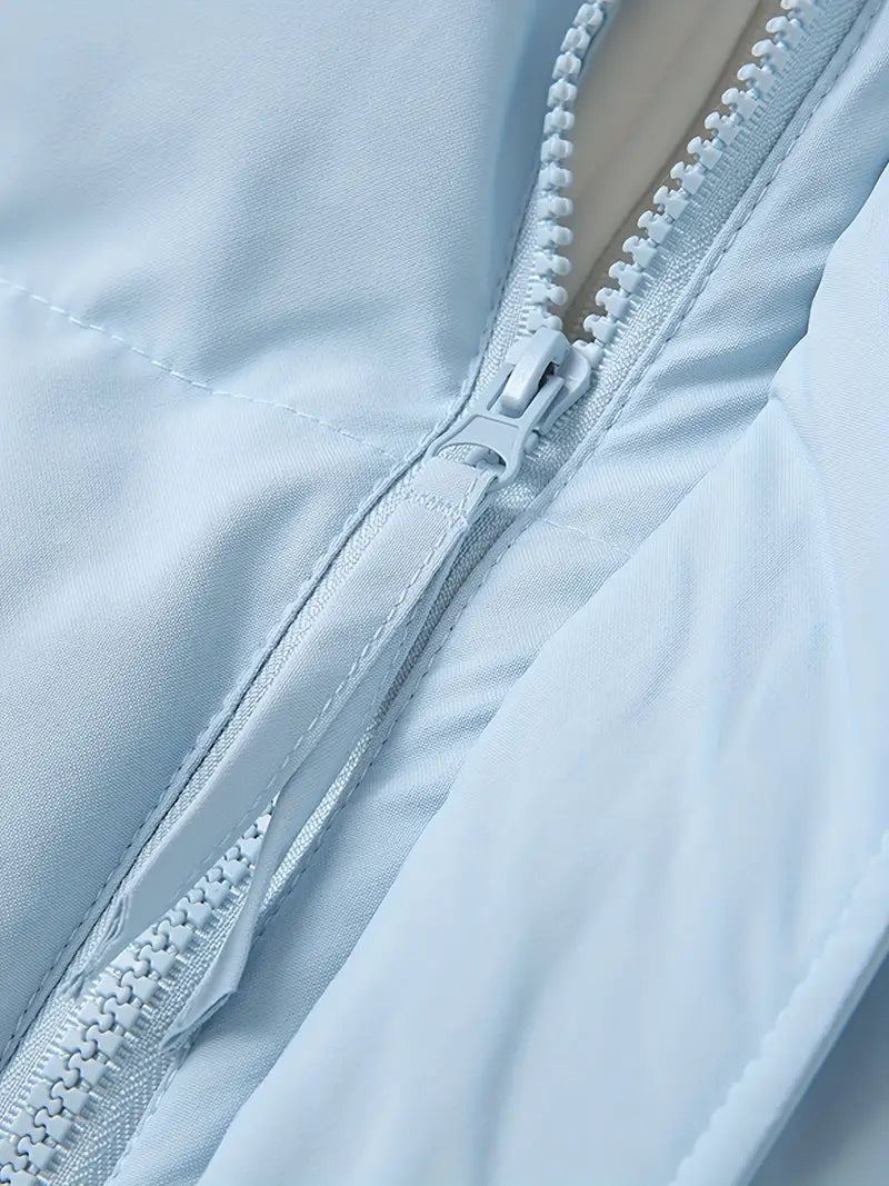 hermal Hooded Winter Puffer Jacket – Thick Warm Insulated Coat with Full Zip & Windproof Protection (Navy)