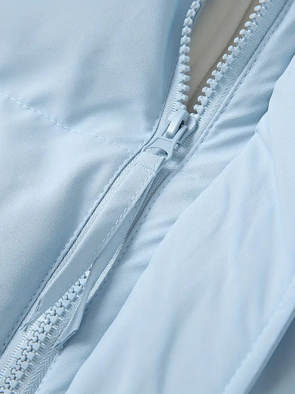 hermal Hooded Winter Puffer Jacket – Thick Warm Insulated Coat with Full Zip & Windproof Protection (Navy)