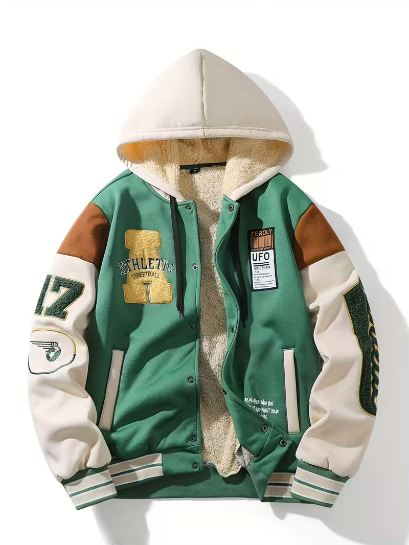 Milano Italia Corduroy Panel Puffer Jacket – Thick Winter Warm Coat with Hood