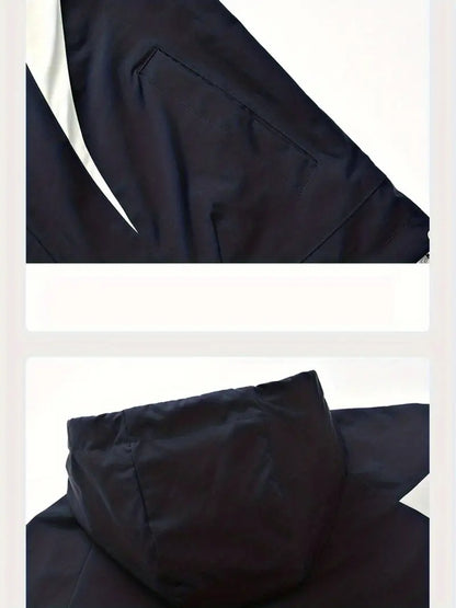 Yellow & Black Sport Windbreaker Jacket – Waterproof Lightweight Hooded Outdoor Coat