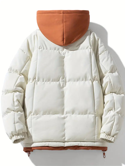 Hooded Winter Puffer Jacket – Thick Warm Insulated Coat with Layered Hoodie Design