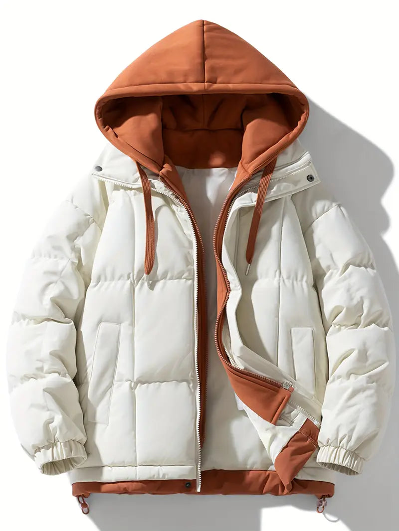 Hooded Winter Puffer Jacket – Thick Warm Insulated Coat with Layered Hoodie Design