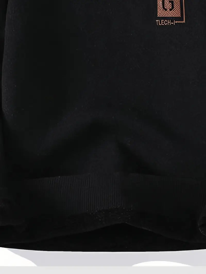 Winter Warm Fleece-Lined Sweatshirt – Casual Round Neck Pullover with Printed Patch Design