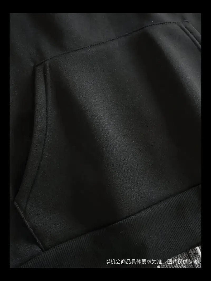 Layered Plaid Sleeve Hoodie – Trendy Streetwear Pullover with Plaid Hood & Pocket