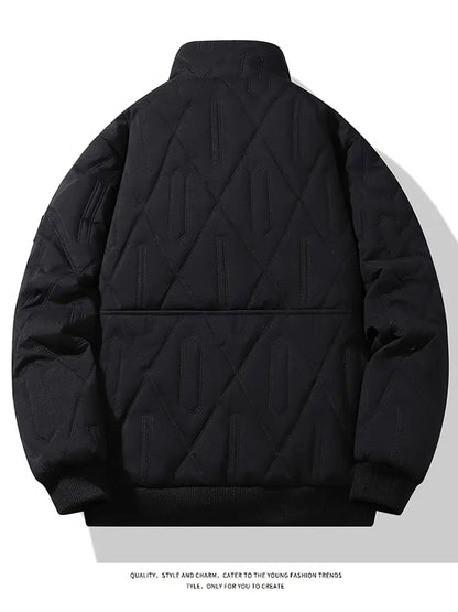 Quilted Fleece-Lined Winter Jacket – Thick Warm Sherpa Interior Thermal Bomber Coat