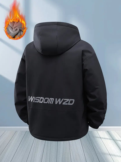 Heavy Fleece-Lined Winter Jacket – Waterproof Windproof Thermal Hooded Outdoor
