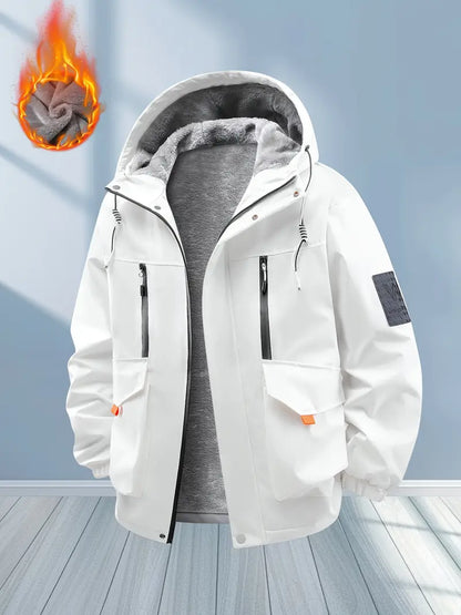 Heavy Fleece-Lined Winter Jacket – Waterproof Windproof Thermal Hooded Outdoor