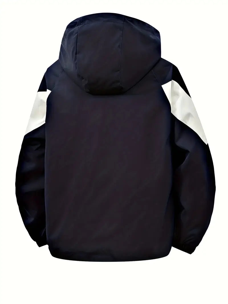 Yellow & Black Sport Windbreaker Jacket – Waterproof Lightweight Hooded Outdoor Coat