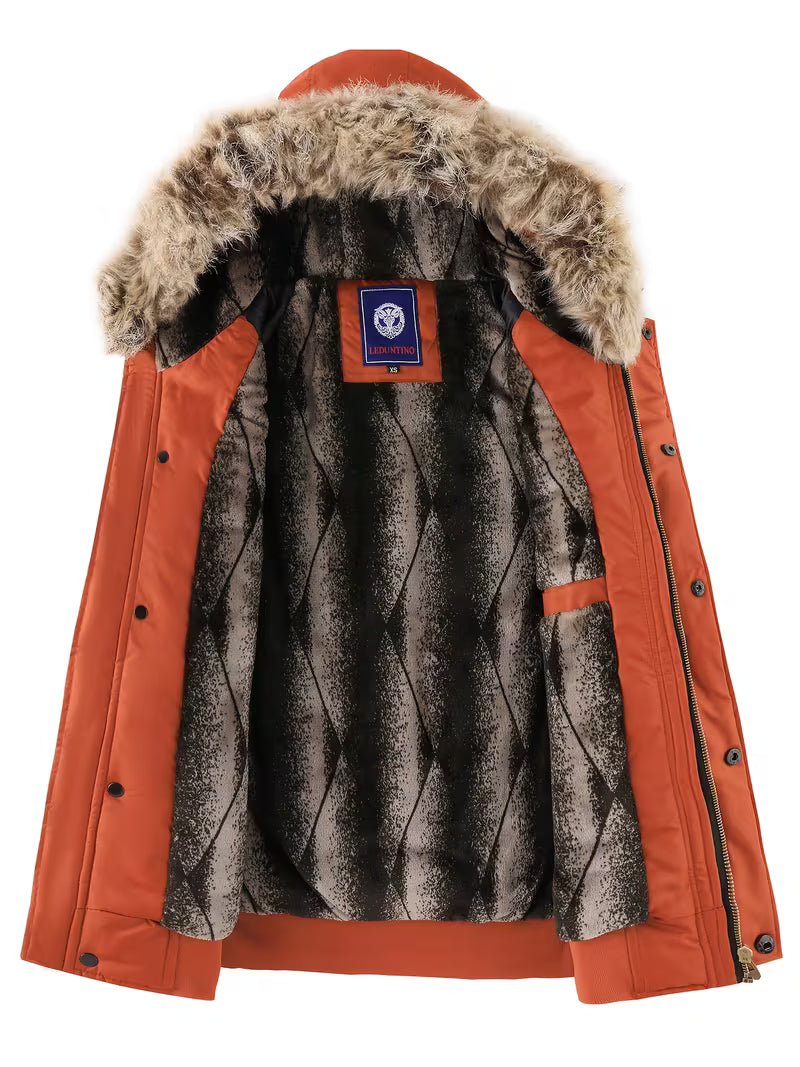 Milano Italia Corduroy Panel Puffer Jacket – Thick Winter Warm Coat with Hood