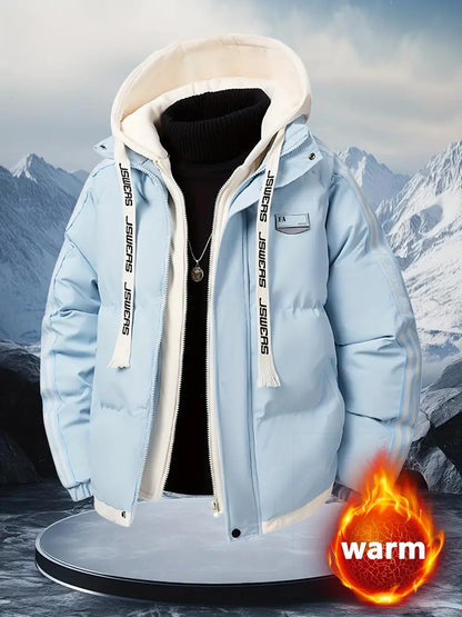 hermal Hooded Winter Puffer Jacket – Thick Warm Insulated Coat with Full Zip & Windproof Protection (Navy)