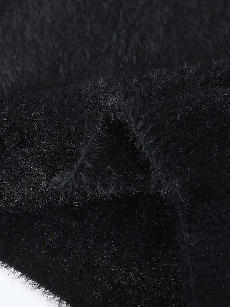 Deer Embroidered Knitted Sweater – Cream & Gray