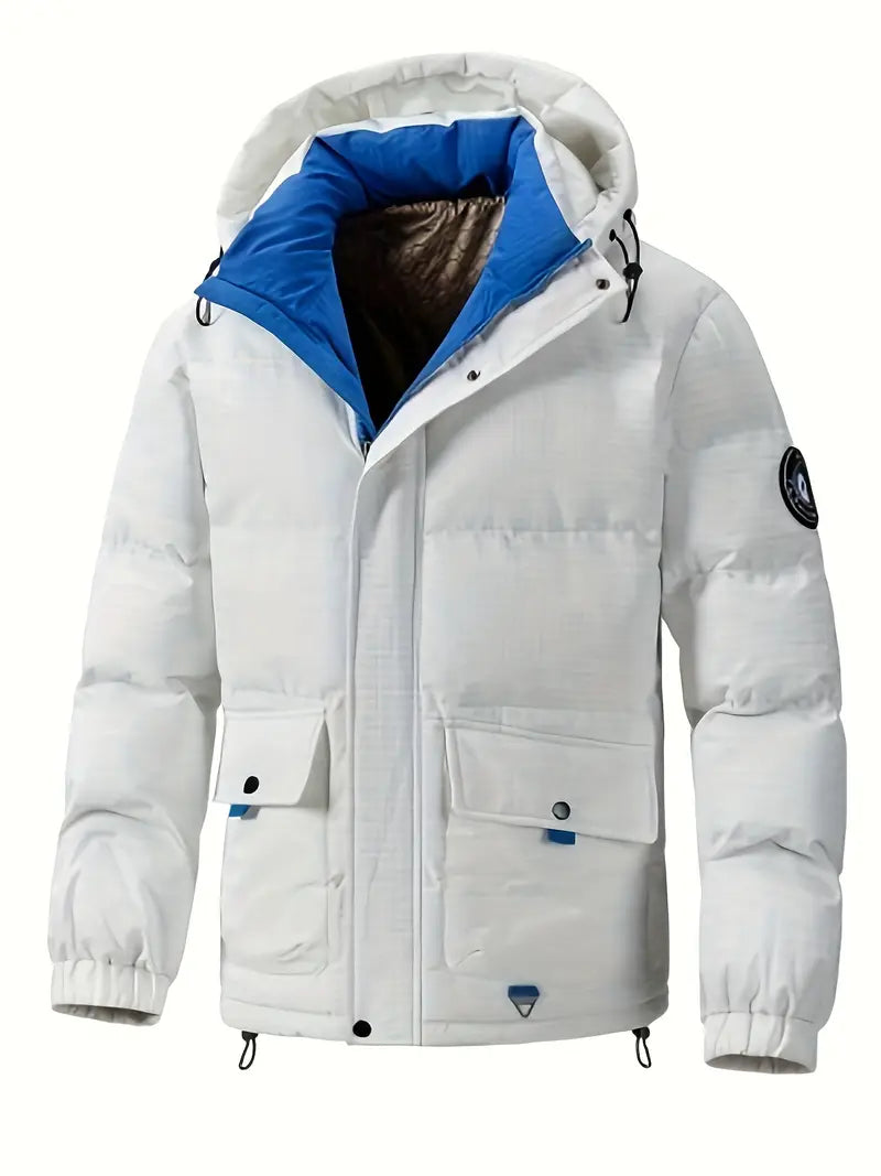 Yellow & Blue Winter Puffer Jacket – Waterproof Windproof Thermal Hooded Outdoor Coat