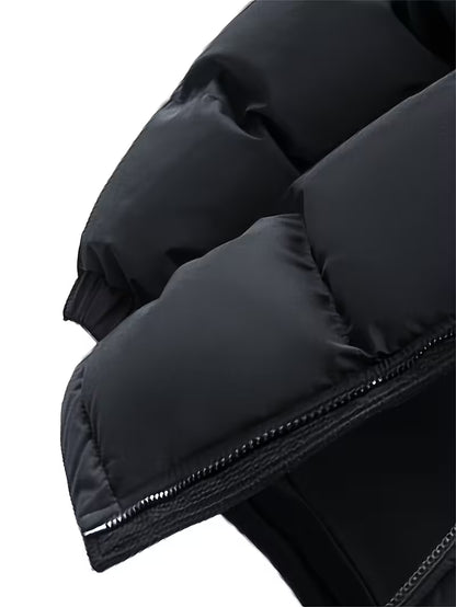 Milano Italia Corduroy Panel Puffer Jacket – Thick Winter Warm Coat with Hood